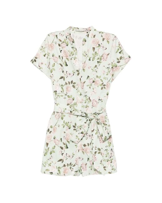 Alice + Olivia White Lucy Printed Playsuit
