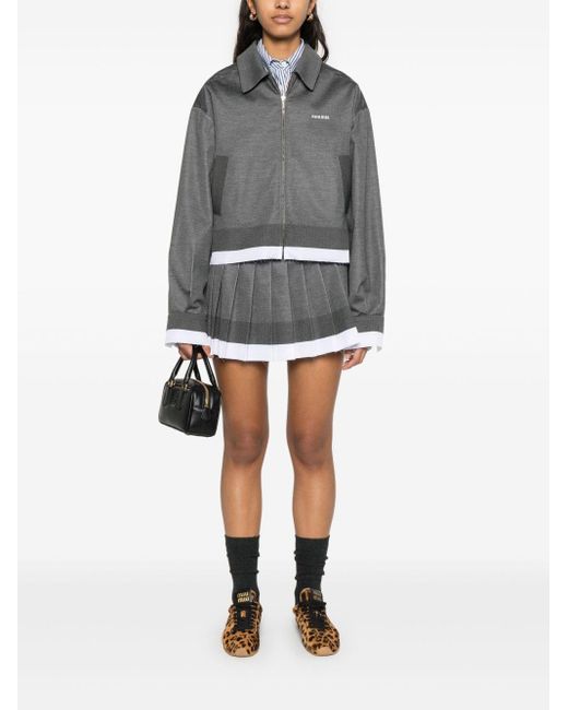 Miu Miu Gray Pleated Mini Skirt