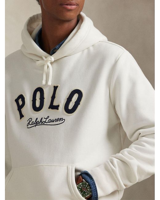 Polo Ralph Lauren White The Rl Western Logo Fleece Hoodie for men