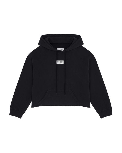 MM6 by Maison Margiela Black Logo Cotton Hoodie