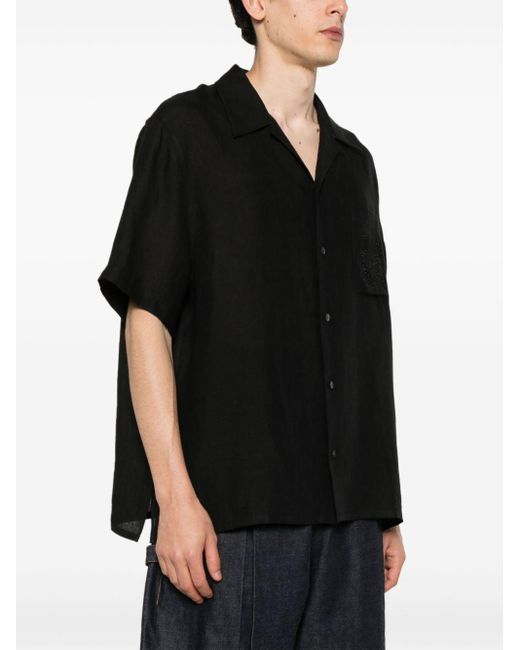 Loewe-Paulas Ibiza Black Anagram Linen Shirt for men