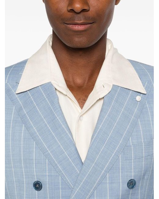 Luigi Bianchi Blue Virgin Wool Suit for men