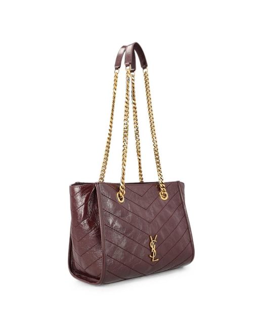 Saint Laurent Purple Niki Small Leather Tote Bag
