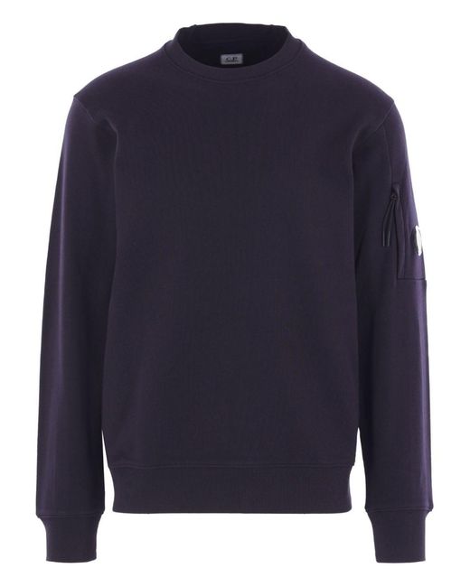 C P Company Blue Crew-Neck Sweatshirt With Pockets for men