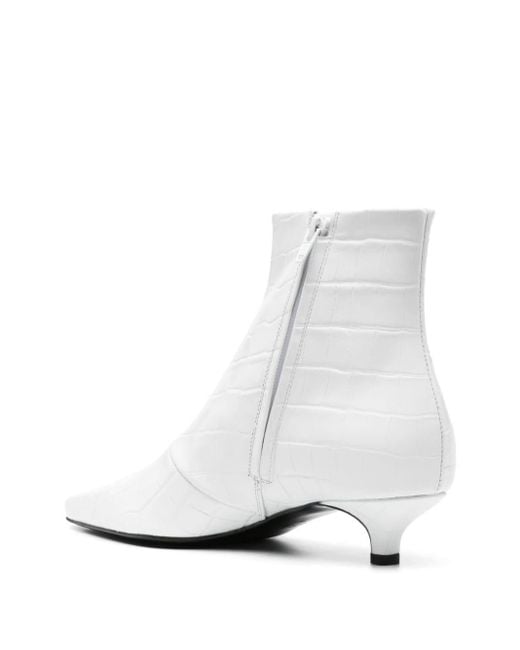 Totême  White Crocodile-embossed Leather Boots