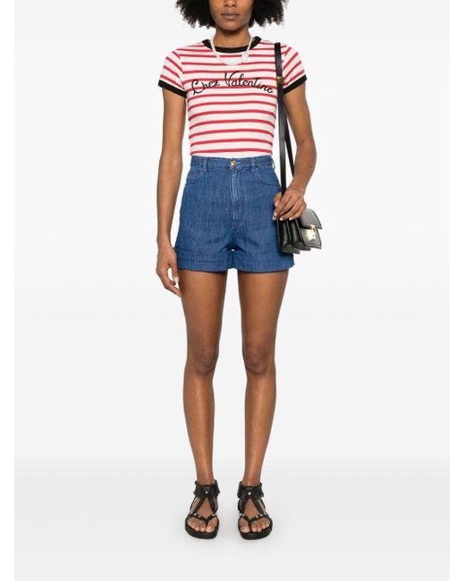 Valentino Red Chez Striped T-Shirt