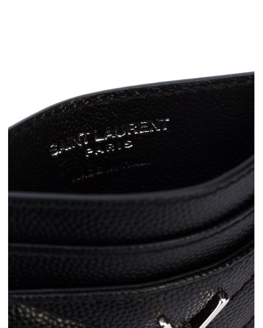 Saint Laurent Black Monogramme Quilted Textured-Leather Cardholder