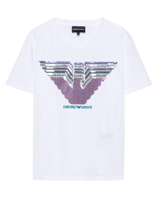 Emporio Armani White Logo Cotton T-Shirt