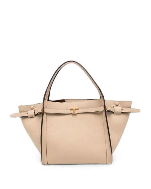 Tod's Natural T Timeless Small Leather Tote Bag