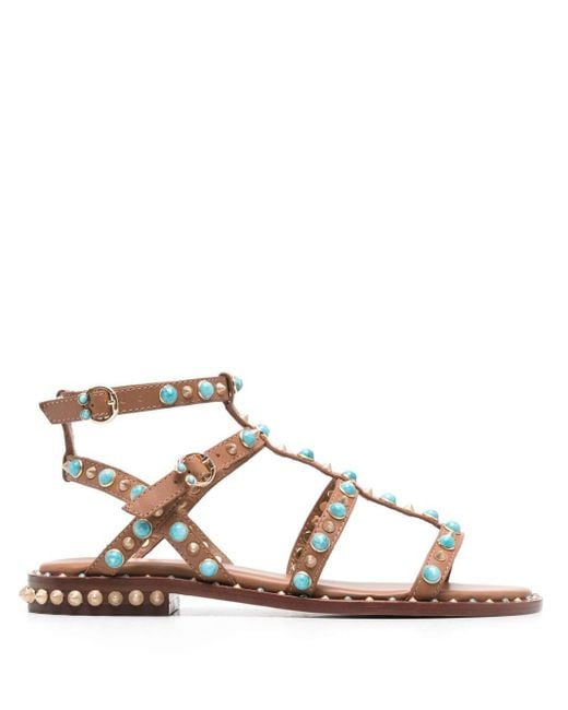 Ash Brown Peps Studded Leather Sandals