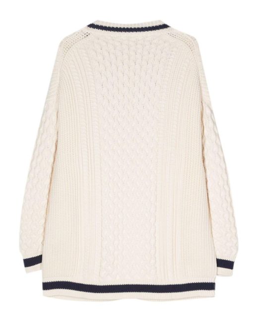 Semicouture Natural Contrasting-borders Knitted Cardigan