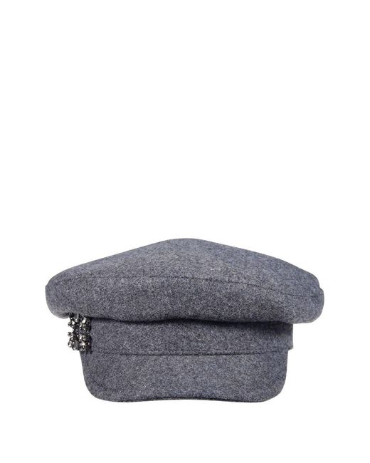 Roger Vivier Gray Rv Broche Wool Sailor Hat