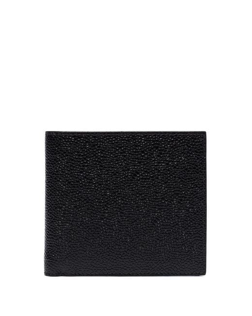 Thom Browne Black Leather Bifold Wallet for men