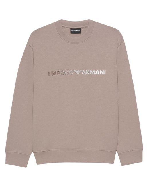 Emporio Armani Brown Logo Cotton Sweatshirt for men
