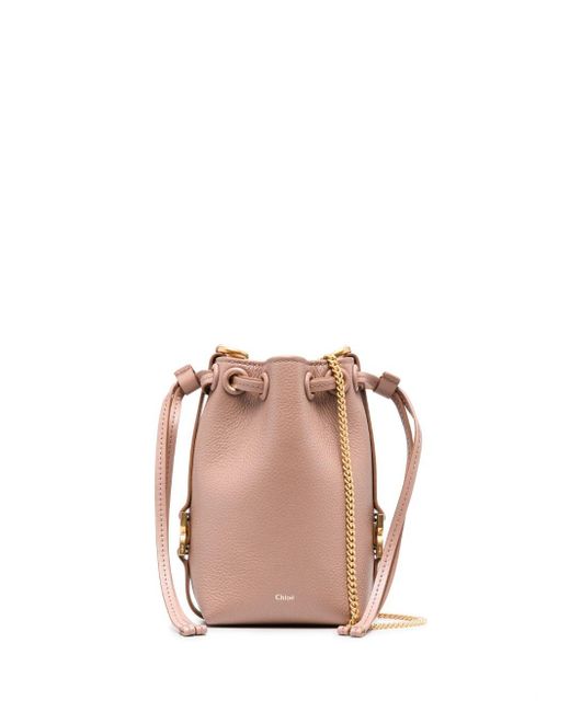 Chloé Pink Marcie Small Leather Bucket Bag
