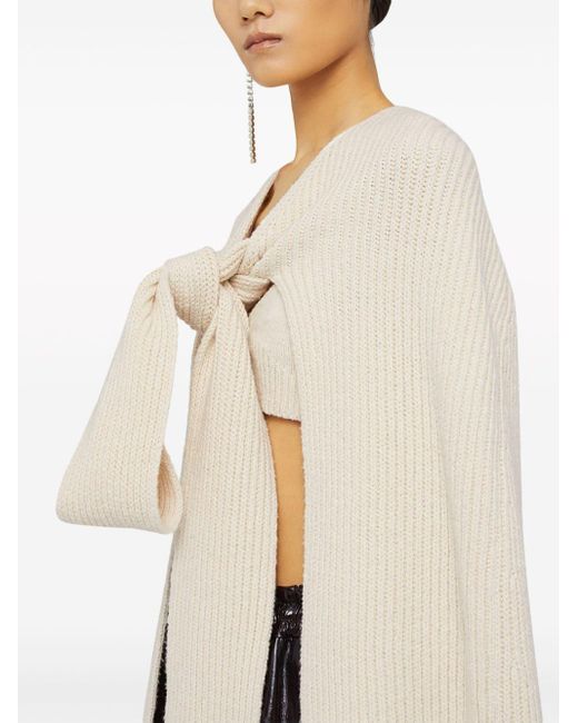 Jil Sander Natural Tie-fastening Knitted Cape