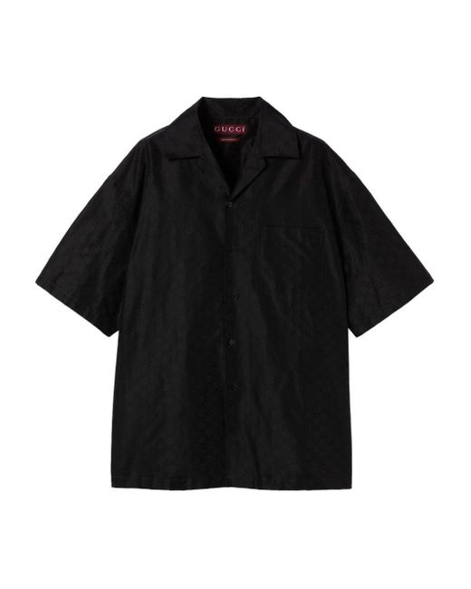 Gucci Black Cotton-Silk Gg Faille Shirt for men
