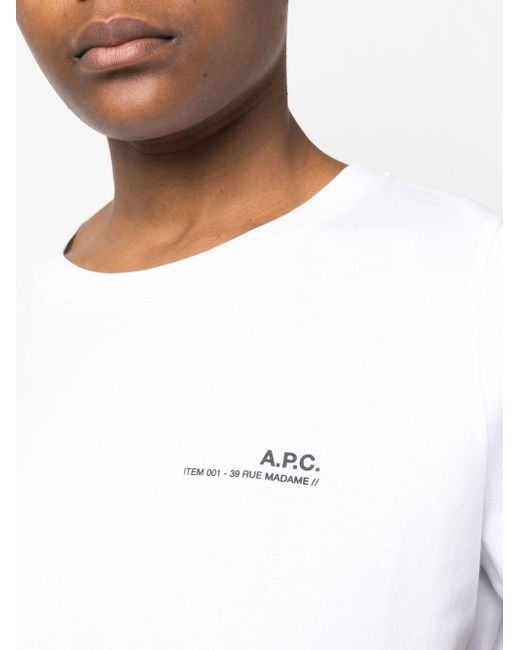 A.P.C. White Logo-print Crew Neck T-shirt
