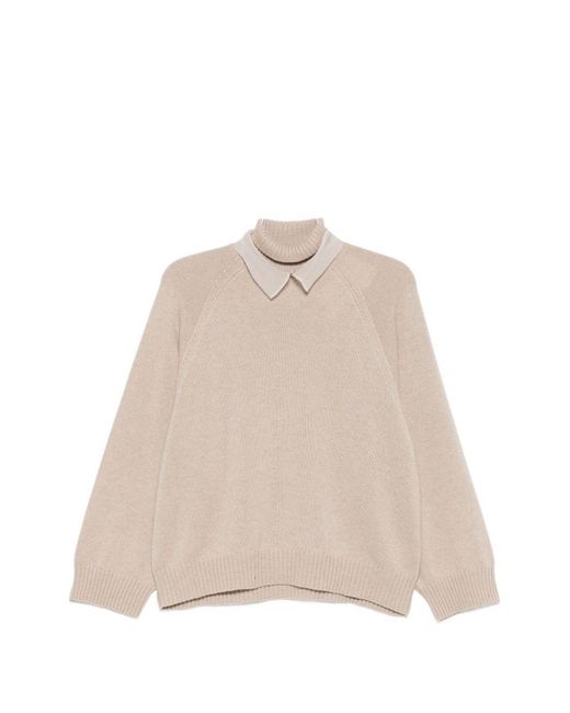 Brunello Cucinelli Natural Cashmere Turtle-Neck Sweater