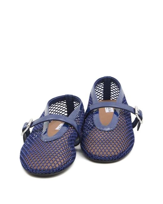 Alaïa Blue Fishnet Ballet Flats