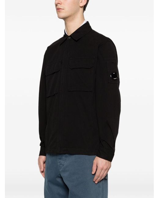 C P Company Black Organic Cotton Overshirt for men
