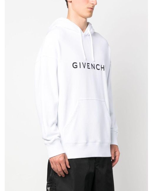 Givenchy White Logo-print Cotton Hoodie for men