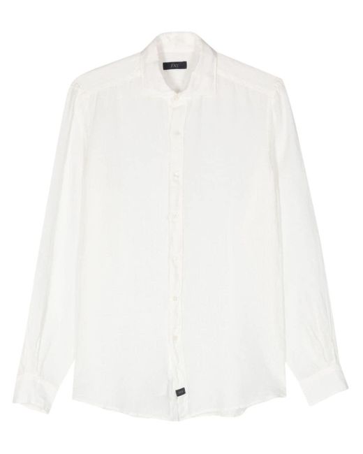 Fay White Long-sleeves Linen Shirt for men