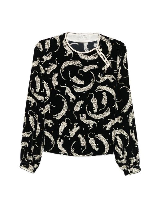 Forte_forte Black Printed Velvet Blouse