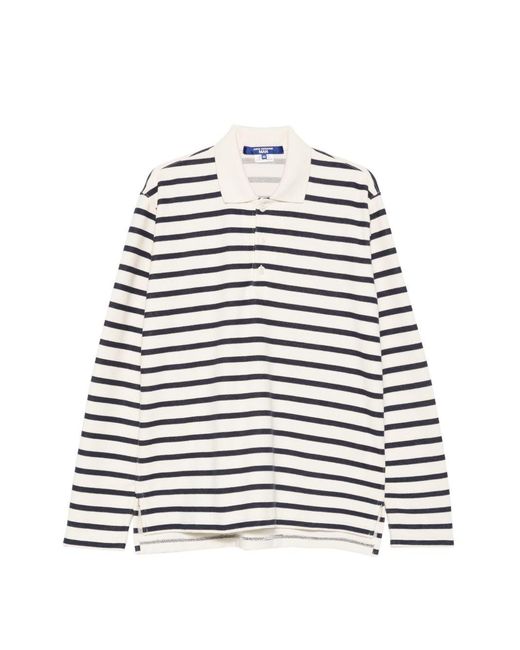 Junya Watanabe White Striped Cotton Polo Shirt for men