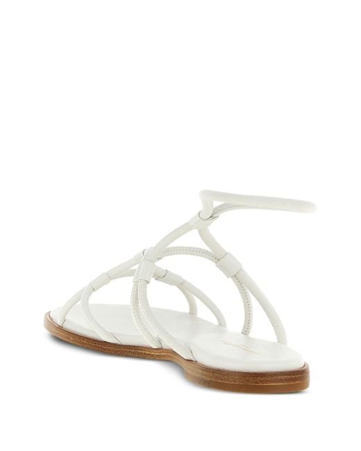 Gianvito Rossi White Leather Flat Sandals