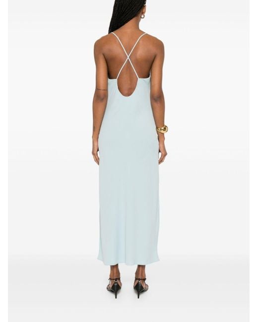 Calvin Klein White Crepe Low Back Drape Dress