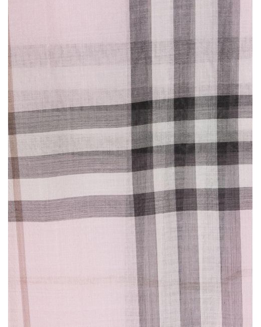 Burberry Gray Giant Check Wool And Silk Blend Scarf