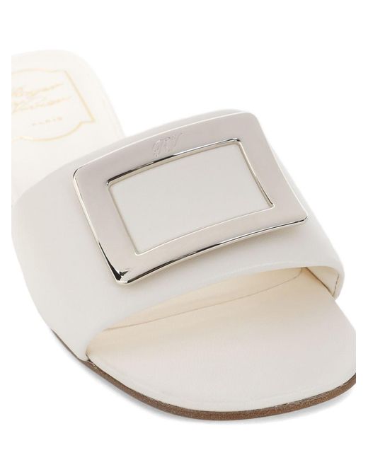 Roger Vivier White Leather Flat Sandals