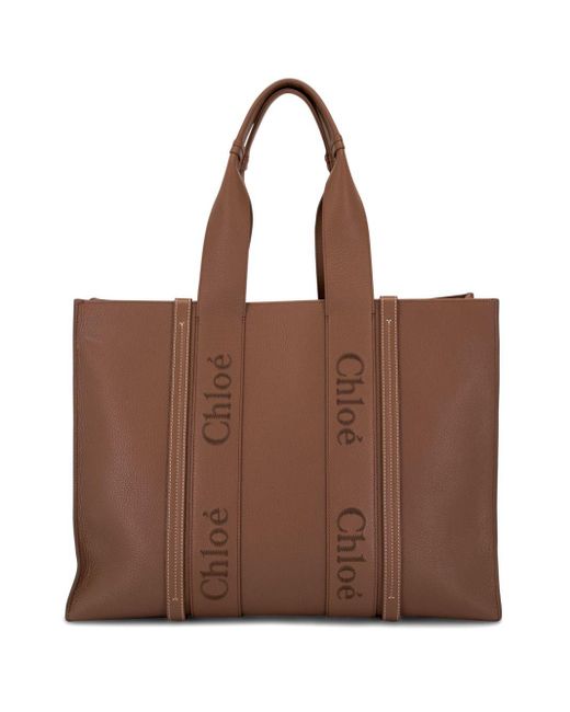 Chloé Brown Woody Large Leather Tote