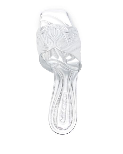 Alexander McQueen White Metallic Leather Heel Sandals