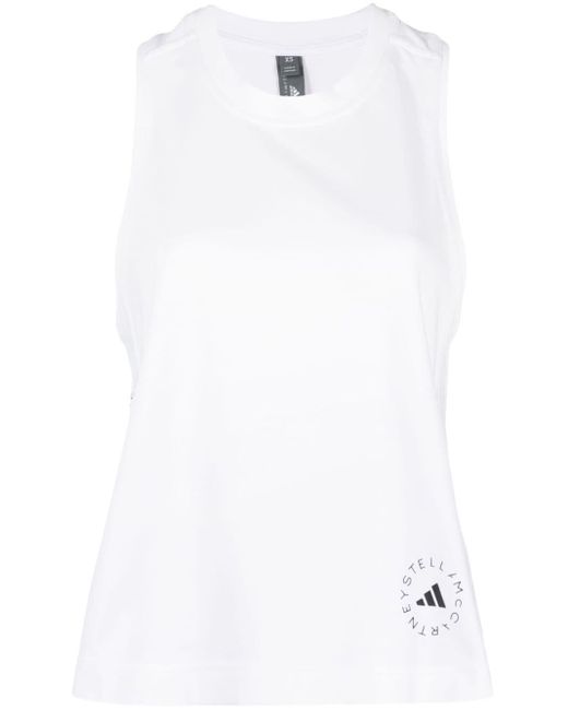 Adidas By Stella McCartney White True Pace Running Logo-print Tank Top