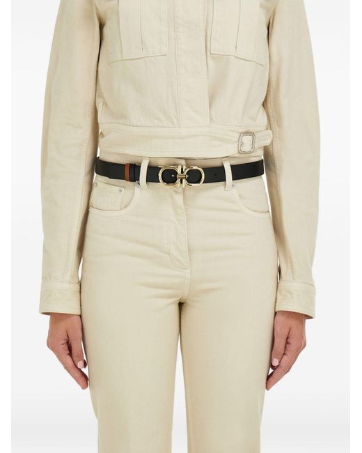 Ferragamo White Gancini Leather Belt