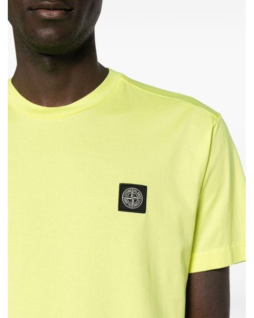 T-shirt In Cotone di Stone Island in Yellow da Uomo