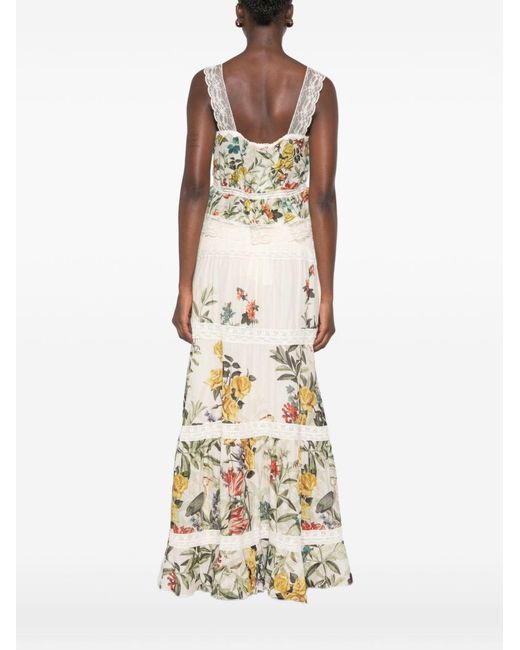 Alice + Olivia White Cotton And Silk Blend Printed Top
