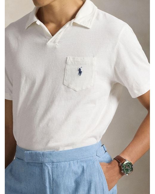 Polo Ralph Lauren White Elegant Cotton-Linen Blend T-Shirt For for men