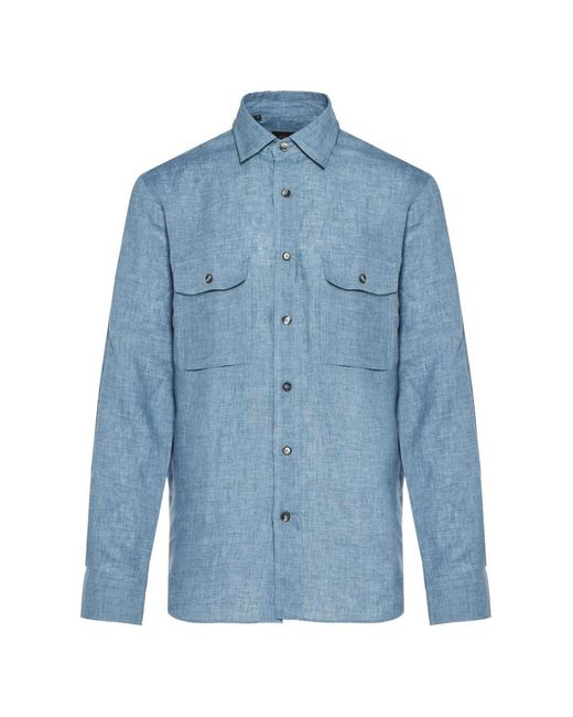 Brioni Blue Linen Shirt for men
