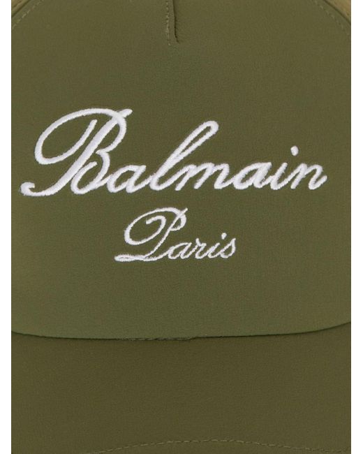 Balmain Green Embroidered Logo Baseball Cap for men