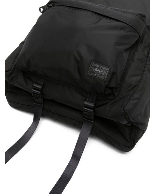 Porter-Yoshida and Co Black Logo-patch Padded Backpack for men