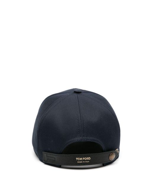 Tom Ford Blue Canvas And Leather Baseball Cap for men
