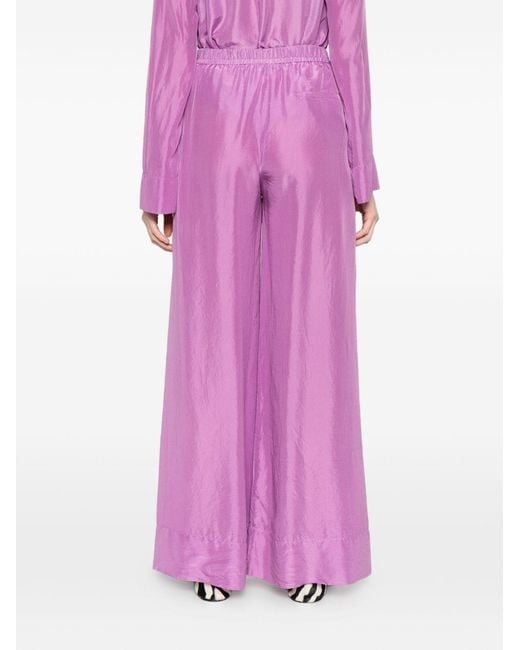 Forte_forte Purple Silk Drawstring Trousers