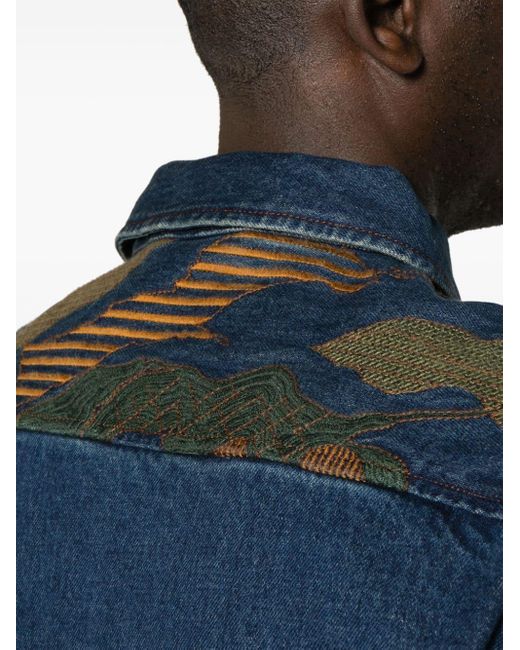 PS by Paul Smith Blue Printed Denim Jacket for men