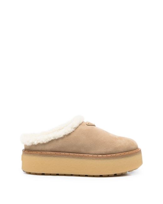 Prada Natural Suede Leather Slippers
