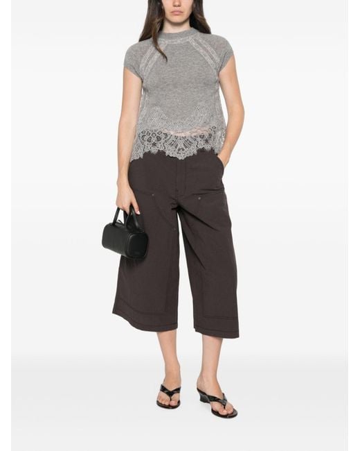 Ermanno Scervino Gray Cashmere Lace Top