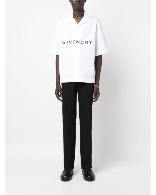 Camicia In Cotone Con Logo di Givenchy in White da Uomo