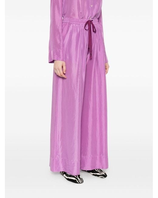 Forte_forte Purple Silk Drawstring Trousers